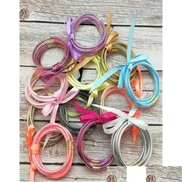 Braccialetti di fascino Blowout 5pcs Set All Weather Glitter riempito Sile Jelly Bracciale Bracciale Donne Bowknot Bangles Christmas Dhjhy