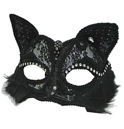 Venezianische Maskerade -Maske Frauen039s sexy schwarze Glitzer schicke Katze Lace Eye Maske Halloween Cat Lace Eye Maske HJ1206074820