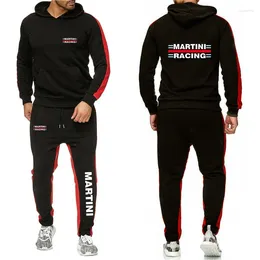 Мужские спортивные костюмы 2024 Martini Racing Mens EST Spring и осенние толстые толчки SweatWant Sets Harajuku Jackets Sport Comense Cold Color Suits