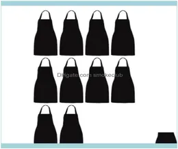 Aprons Textiles Home Garden10 Pack Bib Unisex Black Apron Bulk with 2 Ramy Pockets Hine 주방 공예 BBQ DIN7999655