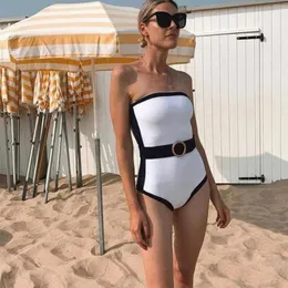 Menas de banho feminina 2024 Retro Bandau Block Color One Piece Swimsuit Summer Women Beachwear Aritão Bodysuit Monokini Bikini Bikini