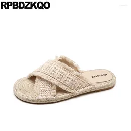 Slippers Shoes Slides Straw Summer Flat Ladies Runway Sandals Women 2024 Korean Open Toe Designer Most Products Chinese