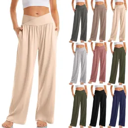 Women's Pants High Waist Solid Color Casual Trousers Wide Leg Sports With Pockets Korean Dongdaemun Quality Clothing