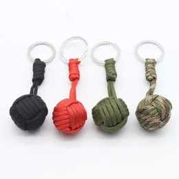 2024 Vävt paracord Lanyard Keychain Outdoor Survival Tactical Self-Defense Military Parachute Rep Cord Ball Pendant Keyring-Paracord