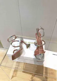 새로운 브랜드 Amina Muaddi Sandal Clear New Begum 유리 PVC 수정 투명한 슬링 백 힐 펌프 100mm 신발 크기 35421545730