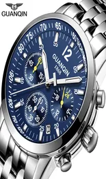 Guanqin 2019 Clock Men Business Watch Quartz Watch Waterdorfische Sportwache Top Marke Luxusleder 316L Stahl Relogio Maskulino5304169