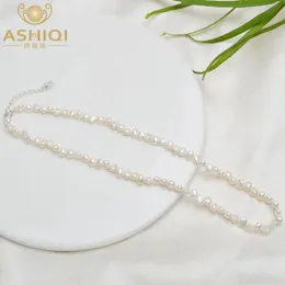 Ashiqi Natural Freshwater Pearl Choker Necklace Baroque Pearl Jewelry whending 925 Silver Clasp Wholesale 240422