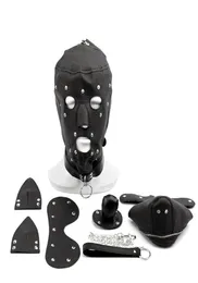 Fetish PU Leather Dog Mask Maschere Cablaggio Sex Slave Collar Guida Gag Bondage Cappuccio Braccia Braccia Games per adulti giocattoli sessuali per coppie 01788815