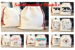 Sublimation Blank Santa Sacks DIY 개인화 된 드로 스트링 가방 크리스마스 선물 가방 포켓 히트 전송 새해 SXJUL1064919101125896