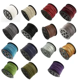 100yard lot 3MM x 15MM One Side PU Leather Covered Faux Suede Cord Lace Bracelet Necklace Making String You Pick Color8158862