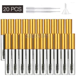 Bottiglie di stoccaggio 20pcs 10 ml Tubo di mascara vuoto con bacchetta a spazzola bottiglia per contenitore per ciglia ricaricabile per olio di ricino siero di crescita del sopracciglio