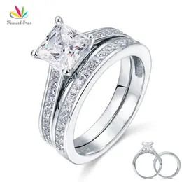 Peacock Star 1 5 CT Princess Cut Solid 925 Sterling Silver 2-PCS Freed Wedding Learge Set CFR8009S Y19051002 251H