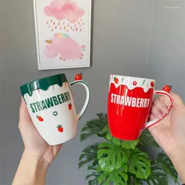 Tassen 3d Erdbeer Keramik Cup Girl Herzbecher süß und kreatives Ins Home Water Frühstück