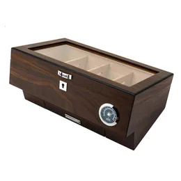 Custom Cigar Large Capacity Box Humidor Cabinet Glass Top With Hygrometer Humidifier For Home With Cigar Accessories