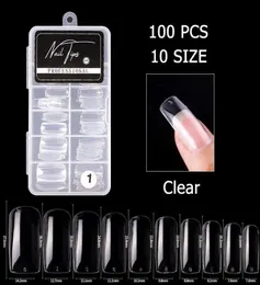 False Nails 100 PCS Coffin Nail Tips Transparenta Fake naglar Artifical Manicure DIY Tools6252965