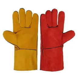 Handskar professionell 33 cm MIG Svetshandskar (13in) Split Cowhide Läderförstärkta tumma Palm CE Gold Weld Arc Welder Worker Glove