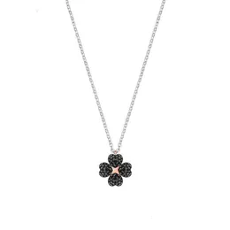 neckless for woman Swarovskis Jewelry Paired Black and White Double Sided Wearing Clover Necklace Female Swallow Element Crystal Collar Chain