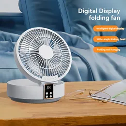 Digital Folding Shake Head Desktop Fan Remote Control for Home USB Hög vindvägg Monterad tre hastighetstid 240424