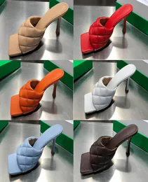 2021 Women Leather Classic High Heels Nappa Sandals Shoes Top Quality Ladies Red Summer Summer Beach Designer Flat Slides Platform 7822387