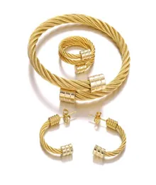 Braccialetti Charm 3PCSSET Luxury 316L Bangles Bangles Bangles Bangles Set di orecchini Aprire Cuffi a forma di C per uomini Donne Hip H5023368