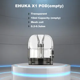 Ehuka Neues Original-Dual-Gebrauch arabischer Araber Shisha X1 60W Austauschbarer Pod Elektronische Shisha-Zubehör X1 Pod Mesh Spule 0,2 0,3 OHM 10 ml Kapazität leer transparent