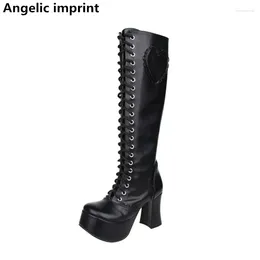 Stiefel Engelsabdruck Mori Mädchen Frauen Punk Motorrad Lady Lolita Frau High Heels Pumps Kleid Party Schuhe 33-47 Plattform