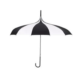 Czarno -białe parasol deszczowy Kobiety Duży długi uchwyt Gotycki klasyczny wiatrakowy wieżę Pagoda Styl Szybka dostawa 8487369