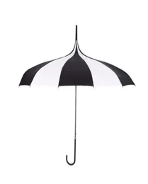 Черно -белый дождь зонтик женщин большая большая длинная ручка готическая классическая ветрозащитная башня в стиле пагоды Quick Deliver1897103