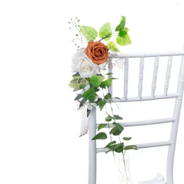 Decorative Flowers Artificial Chair Back Flower Decoration Rustic Party Ceremony Outdoor Wedding Events Supplies