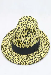 Fauxe Wool Leopard Fedora Шляпы для женских мужских вечеринок фестиваль фестиваль фестиваль фестиваль Feel Jazz Hat Wide Brim Panama Goth Top Vintage Wedding Hat6689873