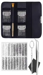 Reparaturkit mit einer Brille mit 25 pcs Precision Sonnenbrille Schraubendreher -Set und 1000 PCS -Gläserschrauben2247326