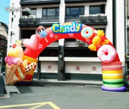 Großhandel Outdoor -Werbung aufblasbare Süßigkeitenbogen 8m 23 Fuß Breite Bunte Luft geblasen Weihnachtsbogen für die Eingangstür Dekoration