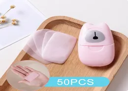 50pcsbox desinfetante papel sabotante papel conveniente lavar sabonete de mão ao ar livre lençol portátil portátil caixa mista