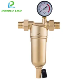 Purificadores Siphon Backwas Pré -Filtro Filtro de água quente Sistema de purificador de latão integral Mesh de aço inoxidável Prefiltro com medidor de água quente