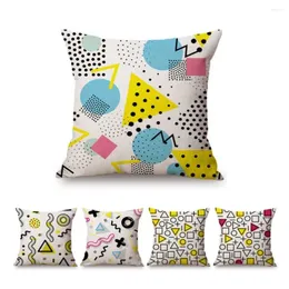 Pillow Yellow Nordic Geometric Mathematics Pattern Home Decorative Sofa Cover Cotton Linen Office Seat Chair Throw Case