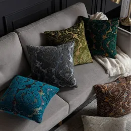 Luxury Chenille Flocking Cushion Cover Beige Blue Vintage Home Decorative Pillow Cover 45x45cm vardagsrum SOFA KULDFALL 240430