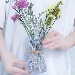 Вазы скандинавский стиль творческий стеклянный ваза красочная оригами прозрачная вода -тюльпа