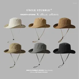 Berets Fashion Four Seasons Solid Color Quick Drahing Fisherman Hat Anti UV Sunshade Unisex Altounering