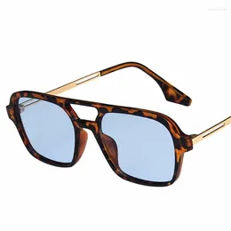 Occhiali da sole marca retrò piccola rettangolo femminile blu sfumature per occhiali da sole quadrati vintage a doppio raggio vintage Uv400 Gafas