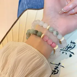 Strand Fashion Colored Jade Charm Armband Advanced Sense Handmased Retro Pärled Elastic Rope Chinese Wrist Women