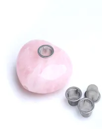 56 cm HJT Hela nya tumlade kristallhjärta Tobaksrör Pinkrose Quartz Crystal Smoking Pipes 8798205