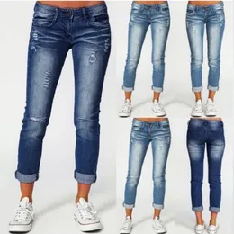 Broeken Dames New Denim Jeans Womens Ripped Pantalon Droit Straight Jean Femme Slim Pantalon de Mujer Womens 청바지 Denim 바지 274f