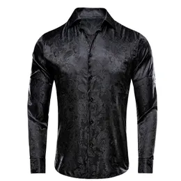 Hitie Business Mens Shirts Silk Paisley Black Green Purple Red White Turndown Collar Shirt Casual Formal for Male Wedding Gift 240418