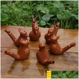 Outras artes e artesanato Water Bird Withle Withing Ceramic Whistles Clay Ocarina Warbler Song Chirps Crianças Bathing Toys Drop Delivery DHGMW