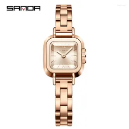 Нарученные часы Sanda 1117 Мини -стиль Madam Watch Square Mesh Fashion Simple Romane Pattern Водонепроницаемый кварц женский подарок часы