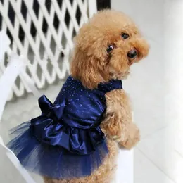 개 의류 패션 의류 파티 스커트 애완 동물 강아지 모르덴 보우 거즈 고양이 스팽글 공주 이브닝 드레스 생일