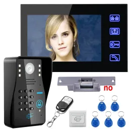 Chiave tocco della scheda 7 "LCD RFID Password Video Door Porta Intercom System Kit+ Blocco elettrico Strike+ Sblocca telecomandata wireless