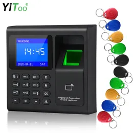 Card Yitoo F30 Fingeravtryck närvaro HINE RFID Keypad Access Control Electric Time Clock Recorder USB Data Hantera med nycklar