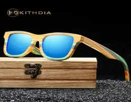 Kithdia Skateboard Wood Bamboo Sunglasses for Women Mensブランドデザイナー木製サングラスUV保護レンズS38345764500