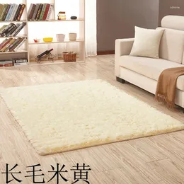 Teppiche 2024 weiche lange Plüsch 3,5 cm Massiv Teppich Quadrat Rechteck Anti-Rutsch für Wohnzimmer Schlafzimmer Fußmatte Yogamatten Beige